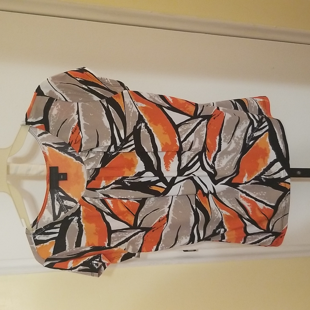 Worthington Women Short Sleeve Blouse - Multicolor Print - Petite Medium